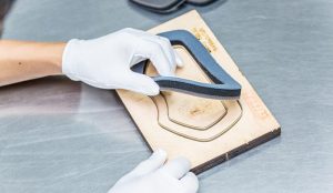 Attaching the foam to the frame of the goggles